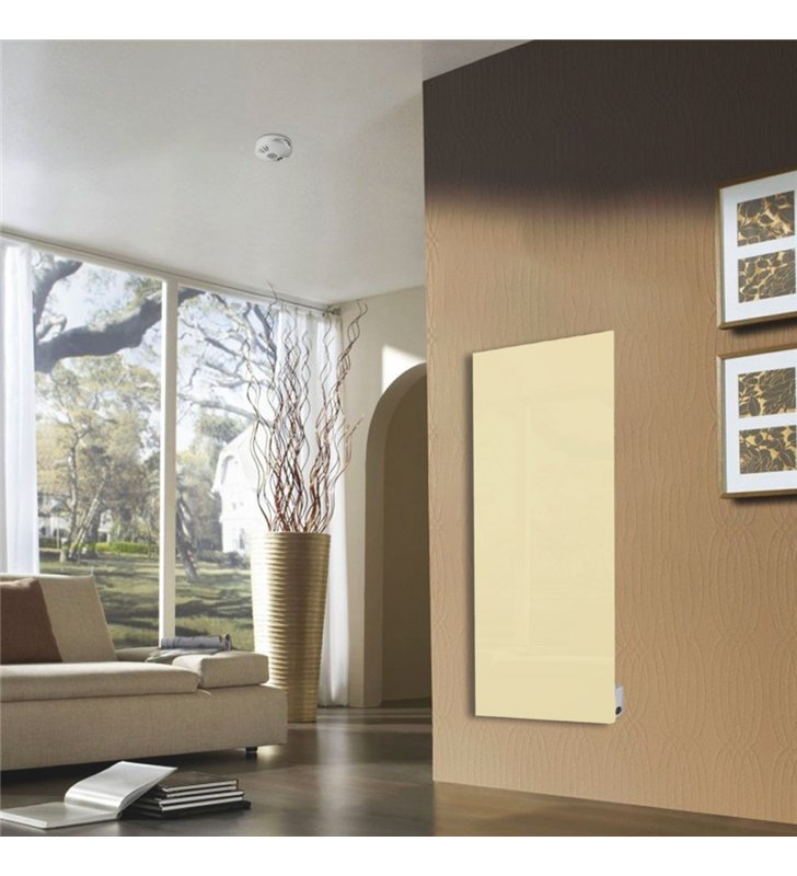 Radiateur électrique mural rayonnant extra plat 500W en verre creme