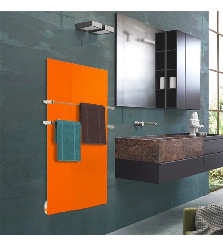 Radiateur electrique mural rayonnant extra plat 750W en verre orange