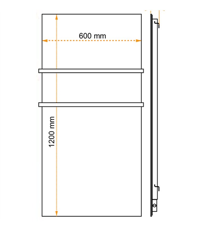 Radiateur electrique mural rayonnant extra plat 750W en verre orange