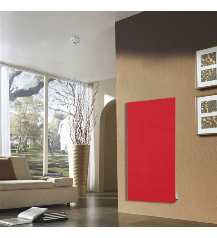 Radiateur electrique mural rayonnant extra plat 750W en verre rouge