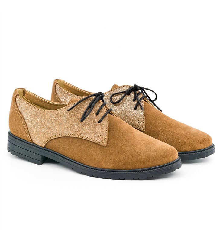 Chaussures de ville pour femme à lacets Derby cuir et daim