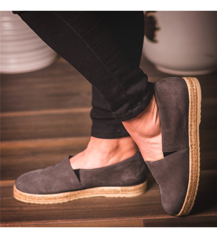 Sandale Espadrilles femme daim et cuir made in France