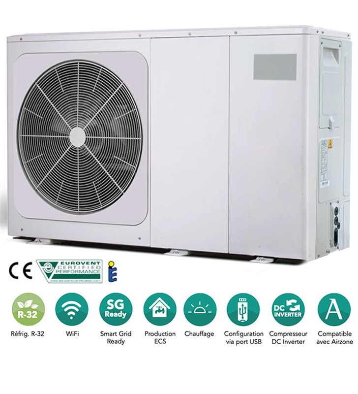 Pompe a chaleur air eau 12 kW Wifi monobloc monophase