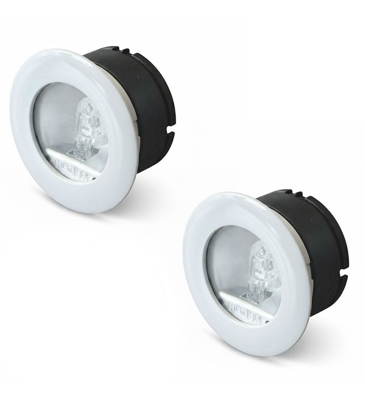Kit d’Eclairage de mobilier 2 Spots Encastrables Blanc – 12V G4 Compatibles LED - Prise et Interrupteur