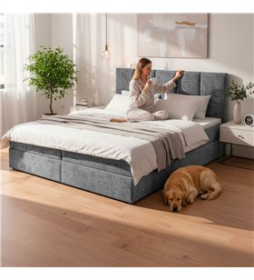 Lit Coffre avec matelas PRINCESS 160x200 cm en Velours Gris