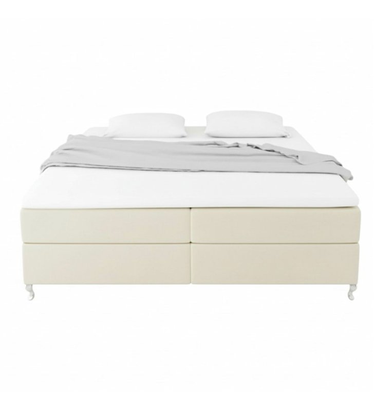 Lit Coffre KINGSTON 160 x 200 cm – simili cuir Beige avec matelas