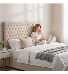 Tete de Lit en Velours Alcantara Beige clair – 190 x 100 cm - Couleur Beige