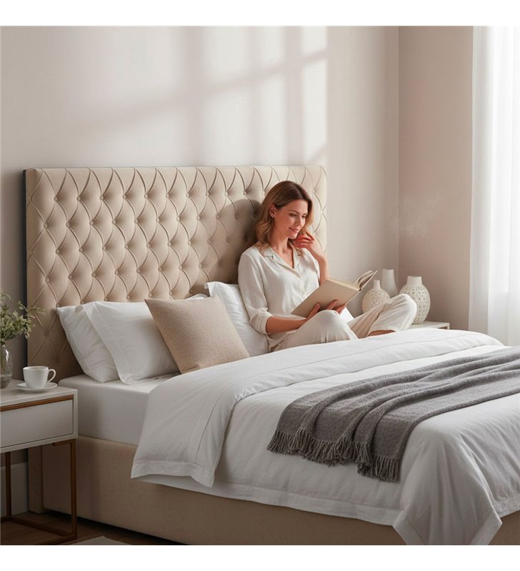 Tete de Lit en Velours Alcantara beige – 190 x 100 cm - Couleur Sable