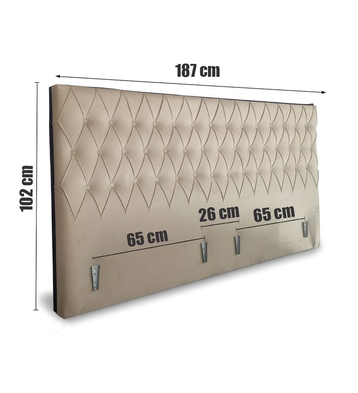 Tete de Lit en Velours Alcantara beige – 190 x 100 cm - Couleur Sable