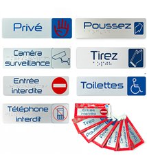 Lot de 2 Plaque de Porte Adhesive 170x45 mm – signaletique en aluminium Brosse