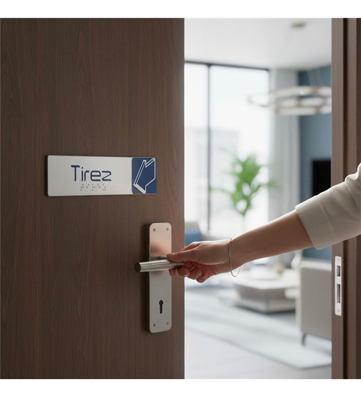 Lot de 2 Plaque de Porte Adhesive 170x45 mm – signaletique en aluminium Brosse