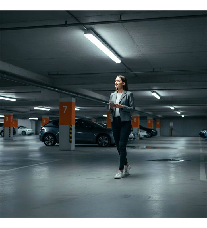 Réglette LED étanche RESISTO 1200 36W 5050lm IP66 avec détecteur de présence hyperfréquence