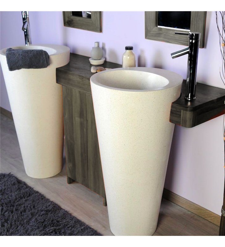 Ensemble salle de bain en teck peint 140 cm pour double vasque colonne avec miroirs