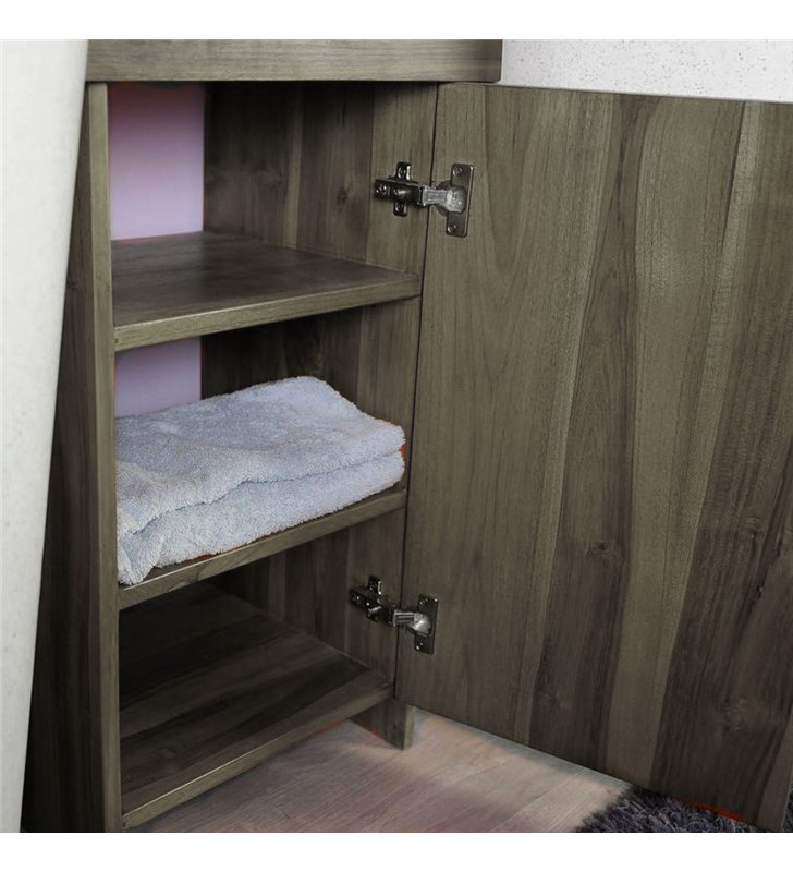 Ensemble salle de bain en teck peint 140 cm pour double vasque colonne avec miroirs