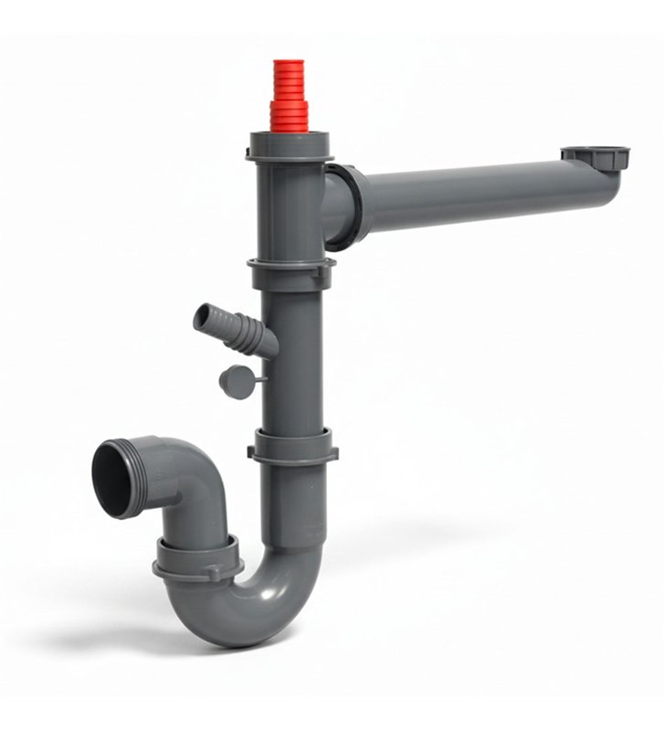 Siphon d’évier de cuisine une 1 cuve avec tubulure gain de place et sortie filetée 40x49, FRANKE