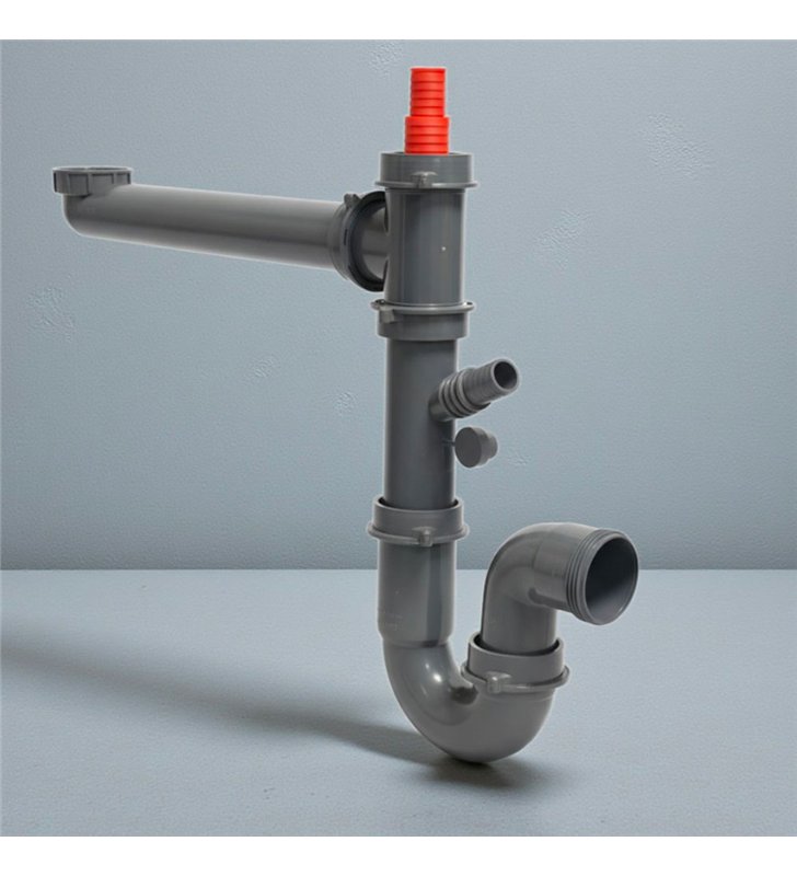 Siphon d’évier de cuisine une 1 cuve avec tubulure gain de place et sortie filetée 40x49, FRANKE