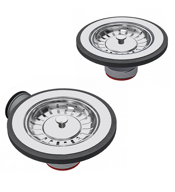 Kit de vidage manuel FRANKE pour évier de cuisine 2 cuves, avec bondes panier, trop-plein et tubulure complète