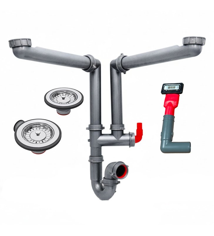 Kit complet siphon et vidage manuel FRANKE pour évier de cuisine 2 cuves