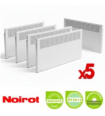Lot de 5 radiateurs chauffage électrique Noirot Moby FP 2000W blanc fil pilote 6 ordres