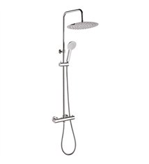 Colonne de Douche Chromée Thermostatique Hauteur 82-115 cm Pomme Ronde Ø30 cm