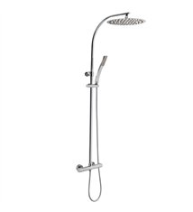 Colonne de Douche Complète Chromée Thermostatique Hauteur 106-130 cm Pomme Ovale 25x32 cm