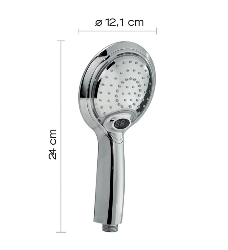 Douchette LED 1 Jet Chromée ABS – Affichage Température Changement Couleur Anti-Calcaire