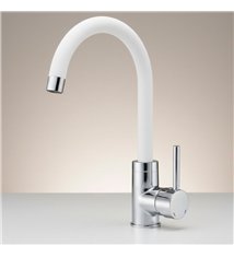Robinet de cuisine Mitigeur Blanc pour Évier 33 cm Bec mobile et finition brillante