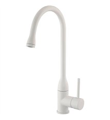 Robinet de cuisine mitigeur pour évier blanc mat design 43 cm avec bec mobile