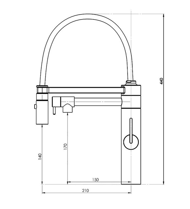 Robinet de cuisine mitigeur pour évier inox avec douchette gris et noir 44 cm avec bec mobile
