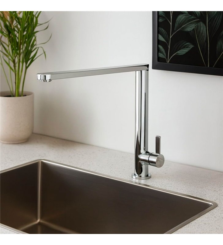 Robinet de cuisine mitigeur pour évier 26 cm chromé avec fixation rapide
