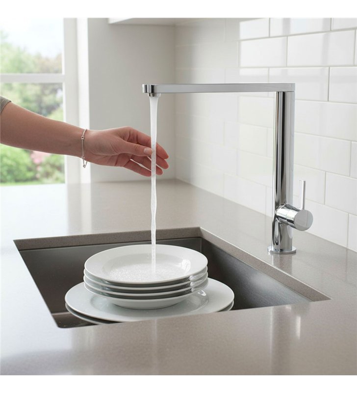 Robinet de cuisine mitigeur pour évier 26 cm chromé avec fixation rapide