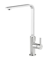 Robinet de cuisine mitigeur pour évier chromé gris 36 cm avec bec mobile et limiteur de débit