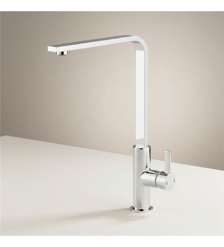 Robinet de cuisine mitigeur pour évier chromé gris 36 cm avec bec mobile et limiteur de débit