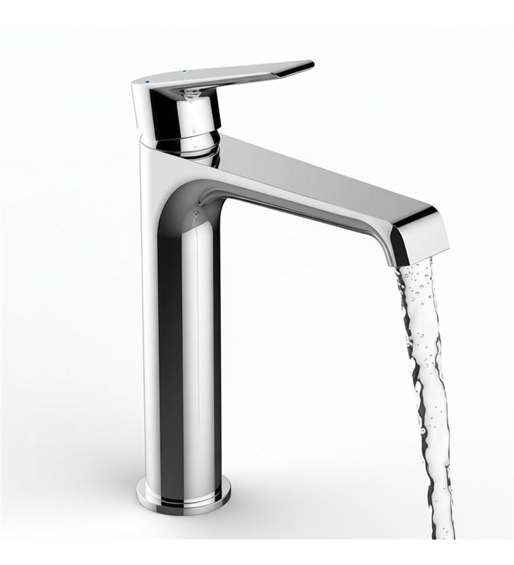 Robinet de lavabo mitigeur haut pour vasque 24 cm chromé brillant