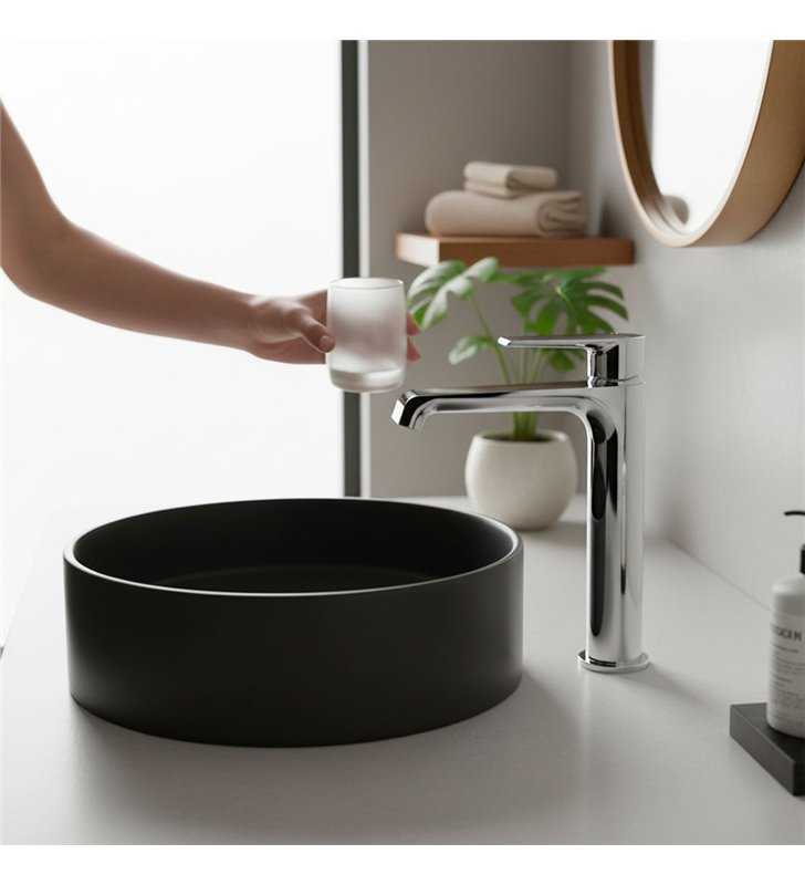 Robinet de lavabo mitigeur haut pour vasque 24 cm chromé brillant