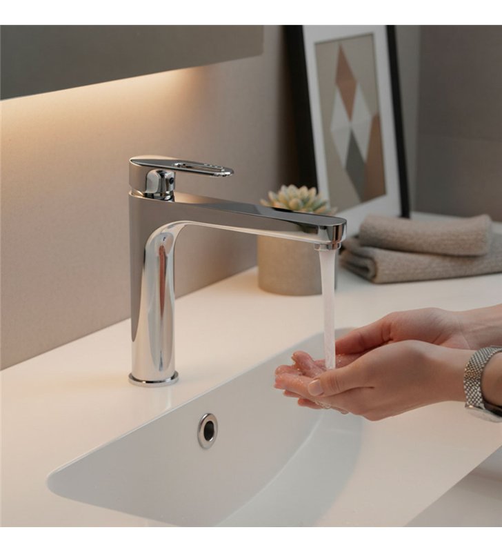 Robinet mitigeur pour lavabo 25 cm chromé avec économie d’eau ecosafe