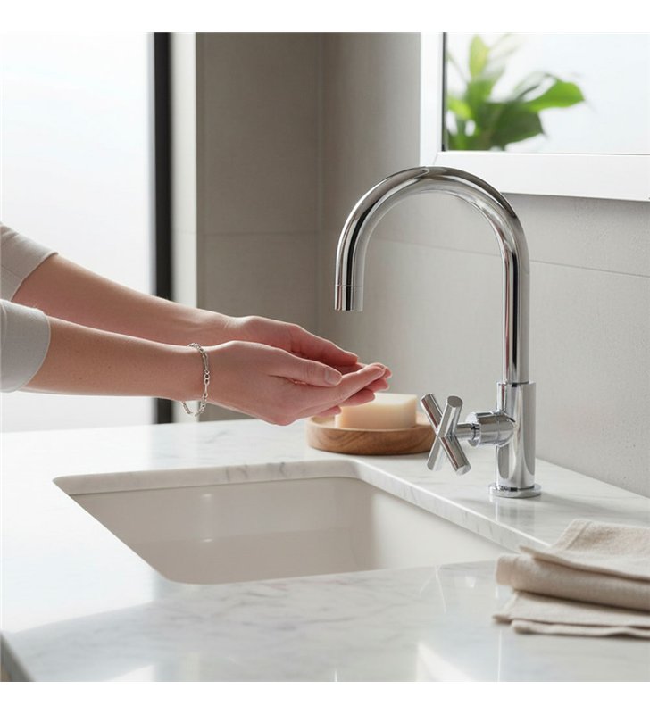 Robinet de lavabo lave-mains chromé design 24 cm ideal pour petits espaces