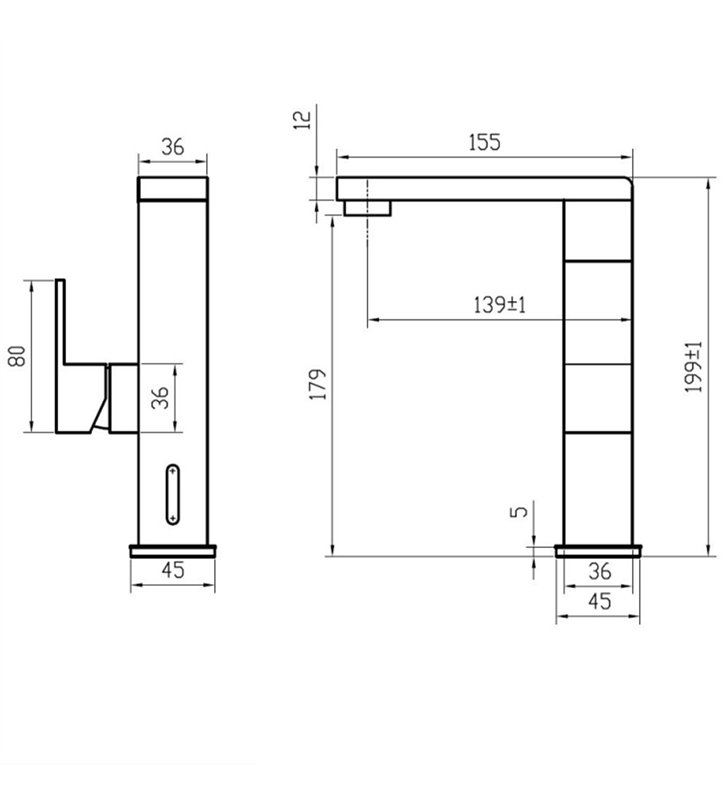 Robinet mitigeur pour lavabo 20 cm chromé avec bec rotatif