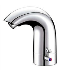Robinet de salle de bain mitigeur de lavabo automatique à détecteur de mouvement chromé en laiton avec économiseur d’eau