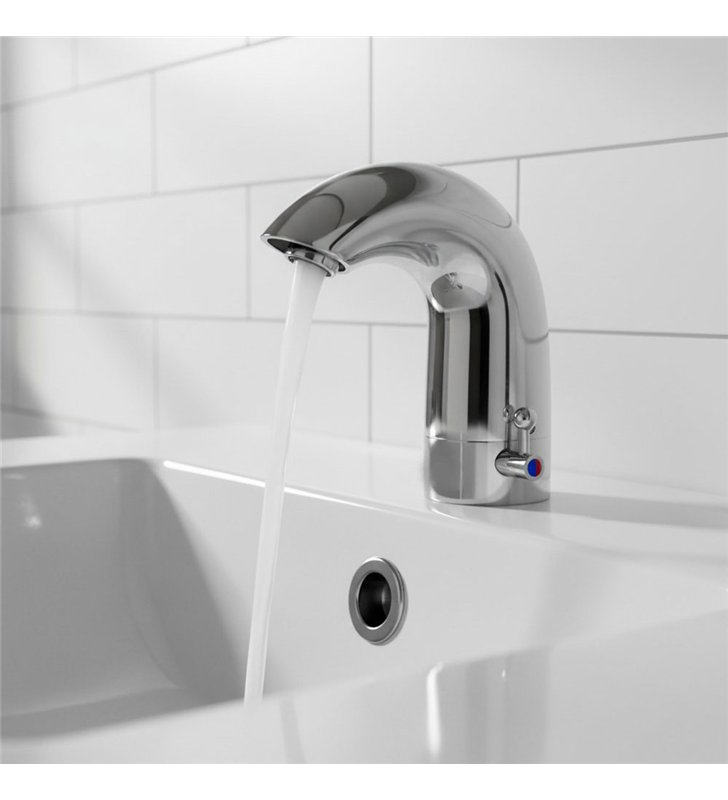 Robinet lavabo mitigeur automatique à détecteur de mouvement chromé en laiton avec économiseur d’eau