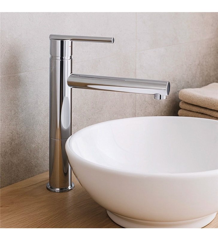 Robinet mitigeur pour lavabo haut 27 cm chromé avec économie d’eau