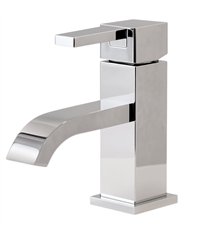 Robinet de salle de bain mitigeur pour lavabo en cascade 18 cm chromé avec bec plat