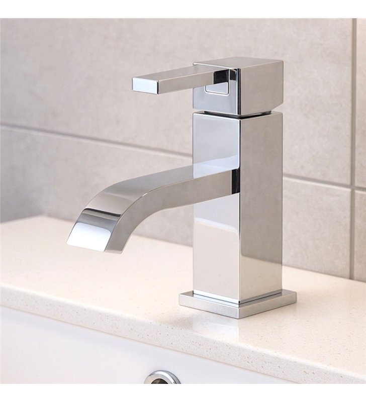 Robinet mitigeur pour lavabo en cascade 18 cm chromé avec bec plat