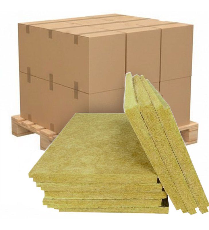 Lot 50 panneaux isolant laine de roche 120×60x4 cm - 36m2 -bordures T15 – Mur et plafond