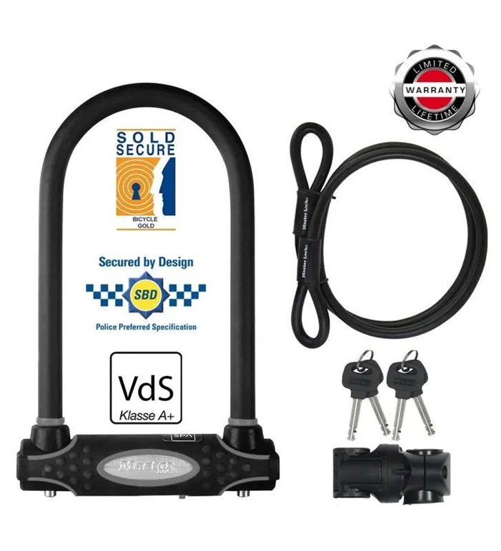 Antivol U Velo avec Cable Master Lock 8274EURDPRO – Certifie Sold Secure Gold
