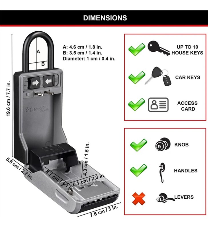 Boite à Clés Portable Master Lock Select Access 5480EURD – Arceau Détachable Format L
