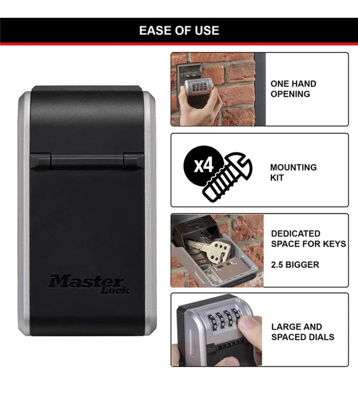 Boite à Clés Murale Master Lock Select Access 5481EURD – Grande Capacité Format L