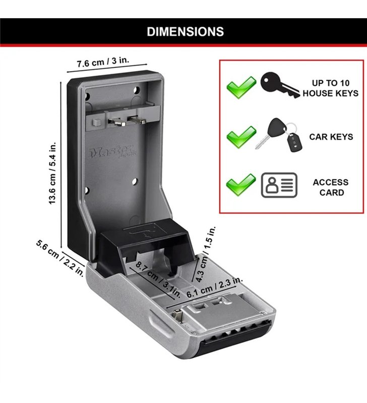 Boite à Clés Murale Master Lock Select Access 5481EURD – Grande Capacité Format L