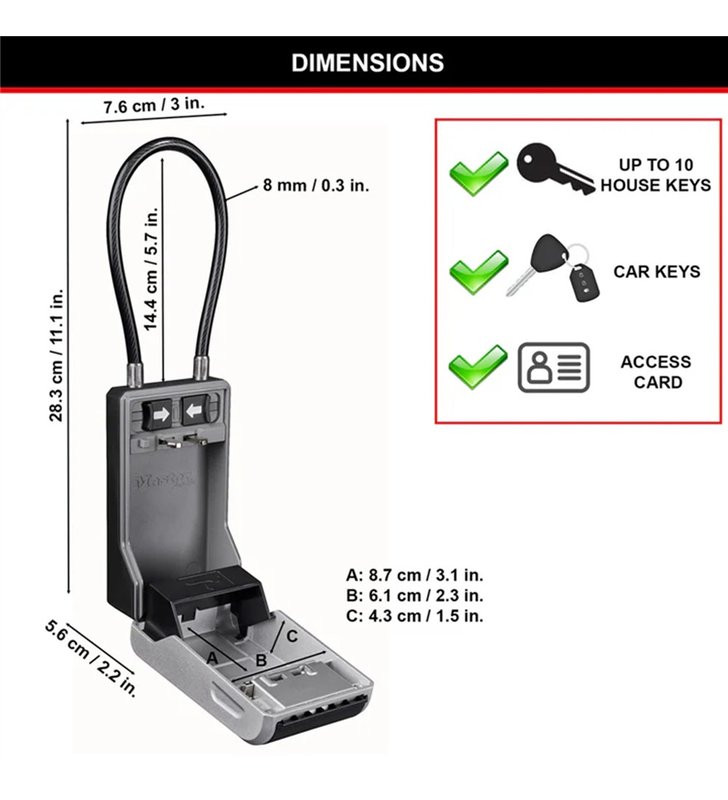 Boite à Clés Portable Master Lock Select Access 5482EURD – Arceau Câble Flexible