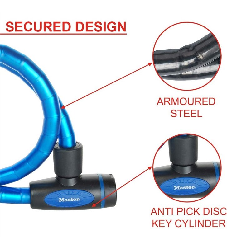 Antivol Cable Articule a Cle Master Lock 8228DPRO – 1 m x 18 mm
